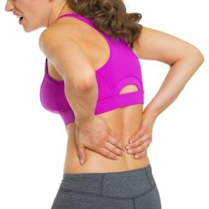 woman holding her sore back