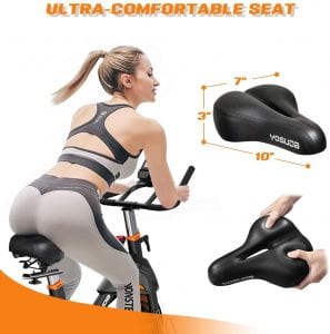 Back view of a woman cycling on a Yosuda Indoor Cylcling Bike Stationary